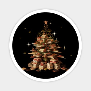 Merry Bookmas Books Christmas Tree Funny Reading Lover Christmas Magnet